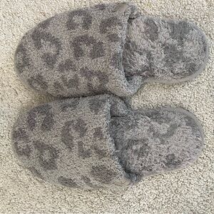 Barefoot Dreams Gray Leopard Slippers